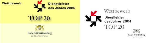 Auszeichnung Top 20 Dienstleister des Jahres 2004 und 2006 für mr. mac's party team