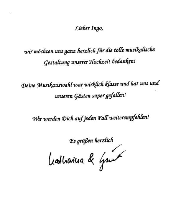 Scan eines Referenzschreibens von einer privaten Veranstaltung, FB-0000