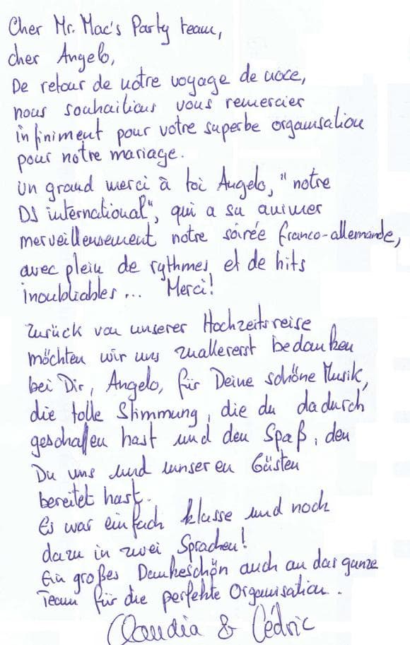 Scan eines Referenzschreibens von einer privaten Veranstaltung, FB-0040