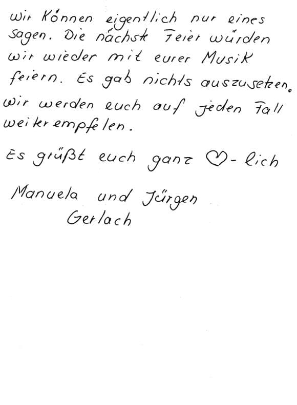 Scan eines Referenzschreibens von einer privaten Veranstaltung, FB-0110