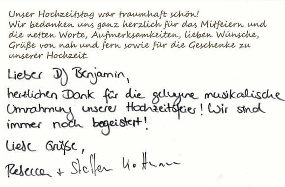 Scan eines Referenzschreibens von einer privaten Veranstaltung, FB-0140