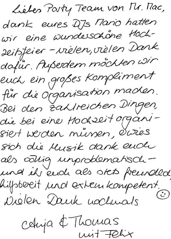Scan eines Referenzschreibens von einer privaten Veranstaltung, FB-0200