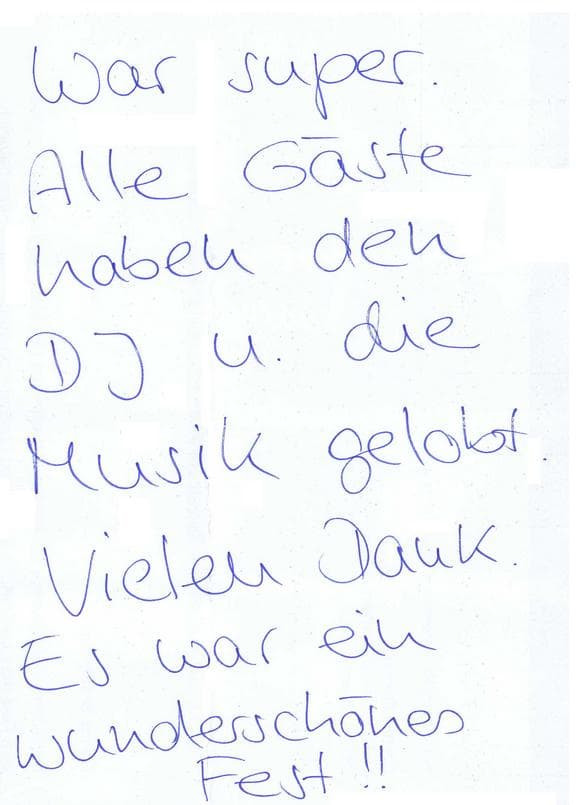 Scan eines Referenzschreibens von einer privaten Veranstaltung, FB-0220