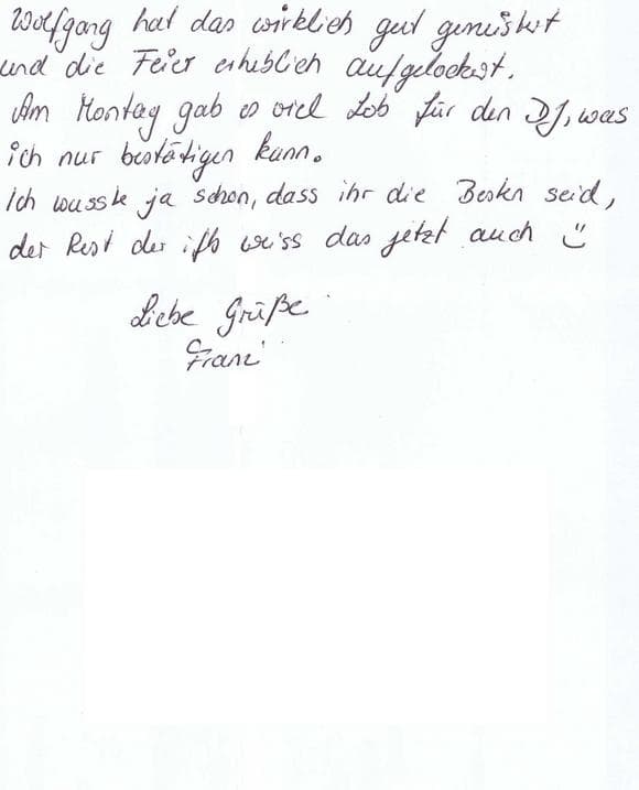 Scan eines Referenzschreibens von einer privaten Veranstaltung, FB-0230