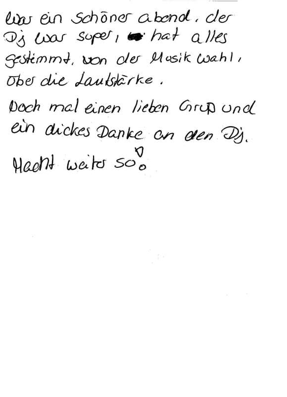 Scan eines Referenzschreibens von einer privaten Veranstaltung, FB-0410
