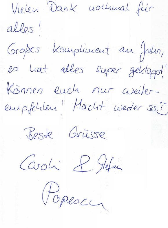 Scan eines Referenzschreibens von einer privaten Veranstaltung, FB-0420