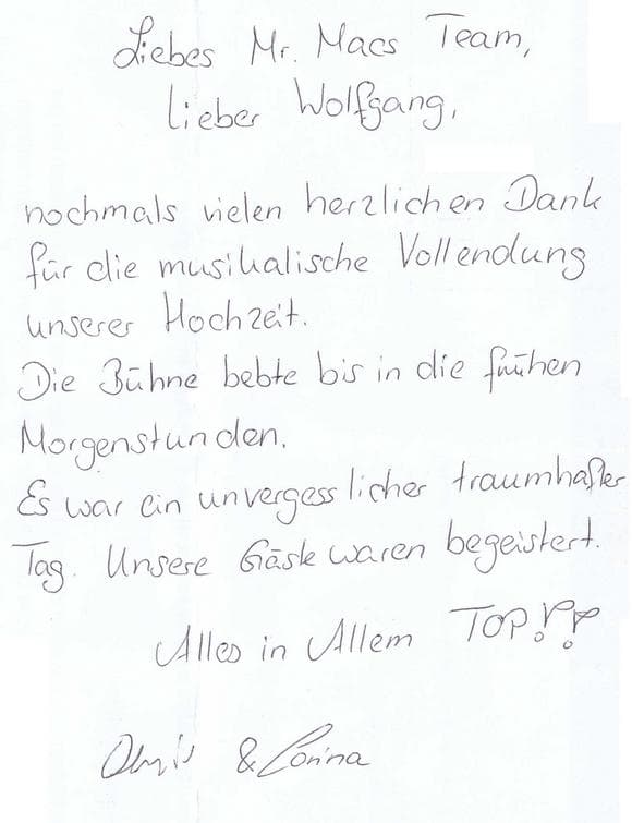 Scan eines Referenzschreibens von einer privaten Veranstaltung, FB-0430