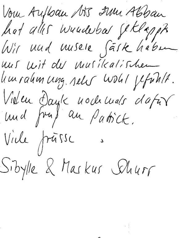 Scan eines Referenzschreibens von einer privaten Veranstaltung, FB-0500