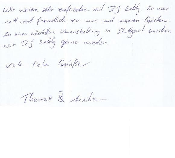 Scan eines Referenzschreibens von einer privaten Veranstaltung, FB-0560