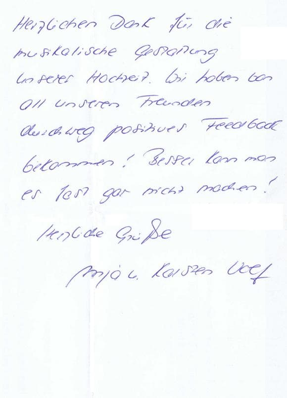 Scan eines Referenzschreibens von einer privaten Veranstaltung, FB-0820